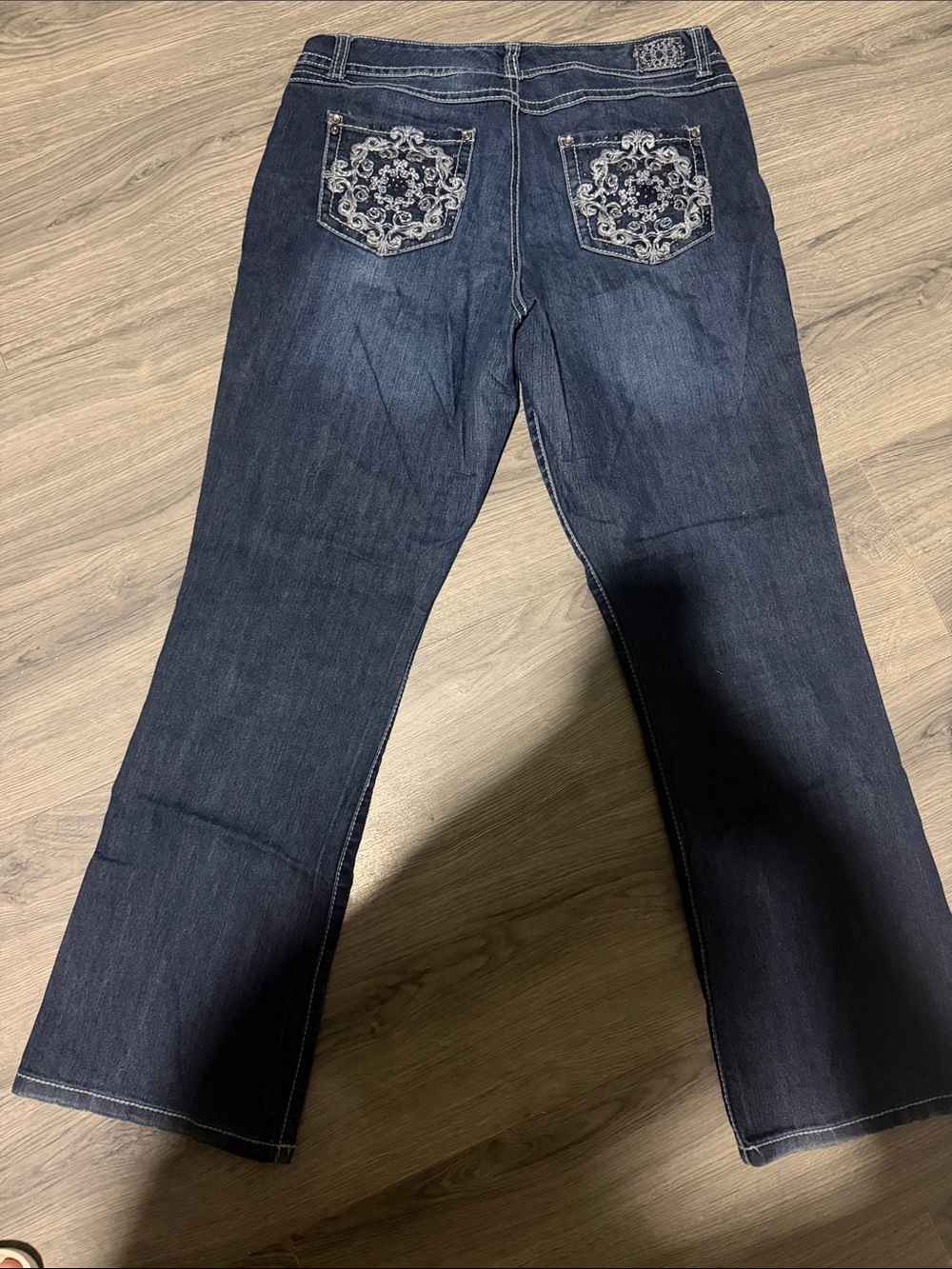 Bandolino Dark Blue Boot Cut Jeans with Embroidered Back Pockets